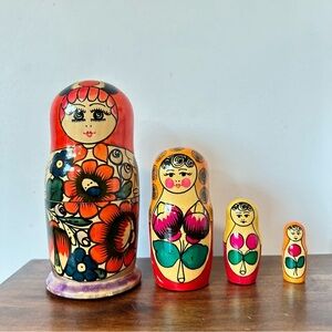 VINTAGE Soviet Union Wooden Russian Nesting Doll Set